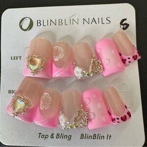 Stylish duck beak style Nails in Pink and Nude Press-On Set